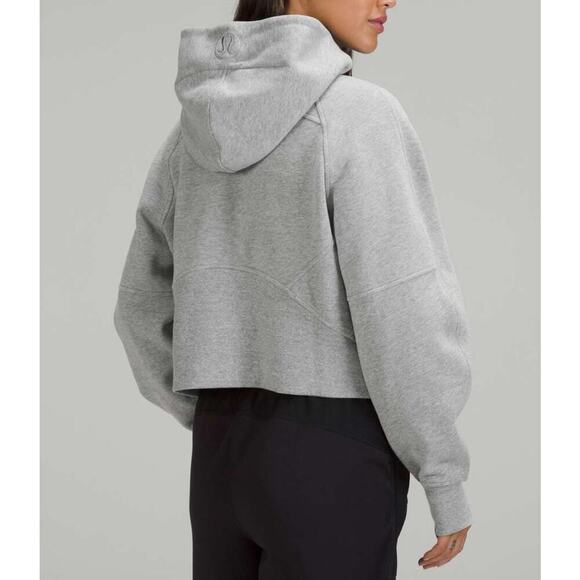 Lululemon Oversized 1/2 Zip Cropped Scuba Hoodie in Gray - size M/L - Picture 2 of 10